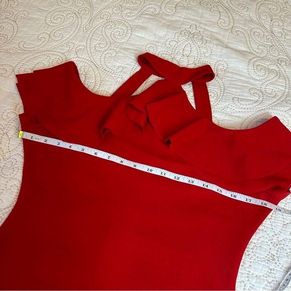 Lumiere red ruffle cutout bodycon midi dress - Picture 3 of 7